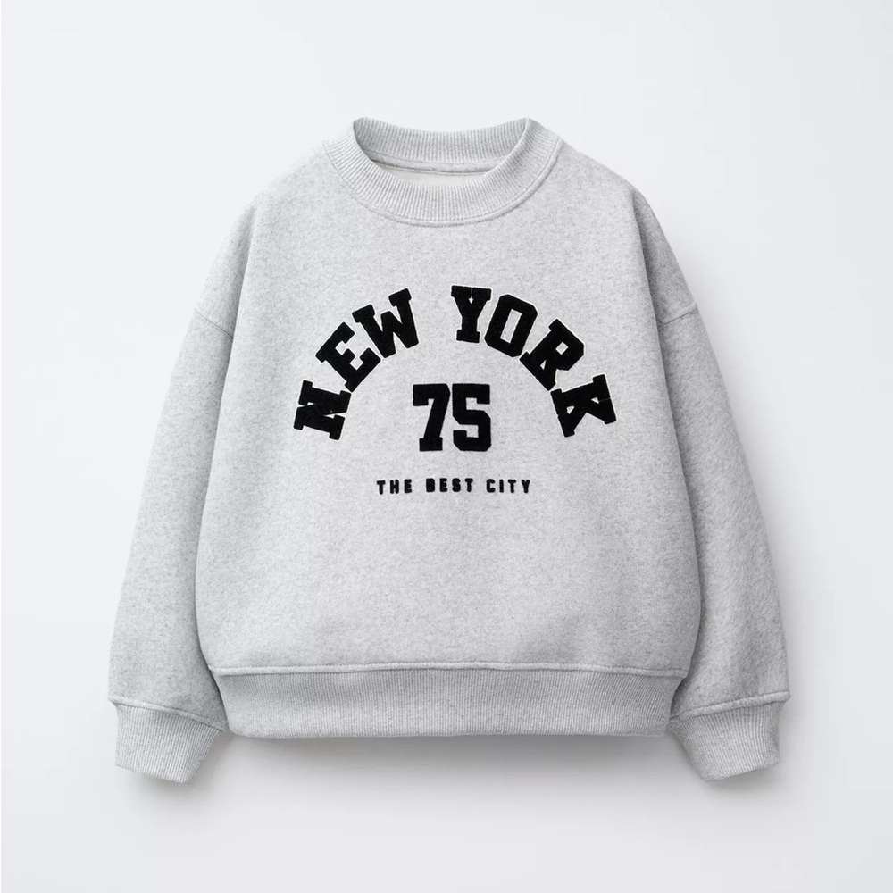 Zara Gray Kids Sweatshirt with Black Print